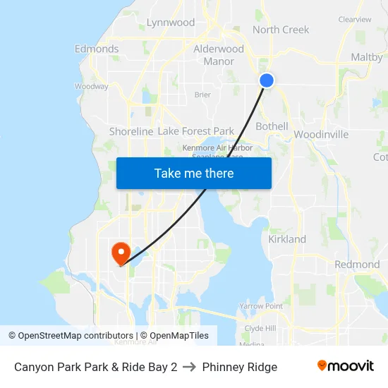Canyon Park Park & Ride Bay 2 to Phinney Ridge map