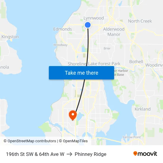 196th St SW & 64th Ave W to Phinney Ridge map