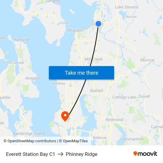 Everett Station Bay C1 to Phinney Ridge map