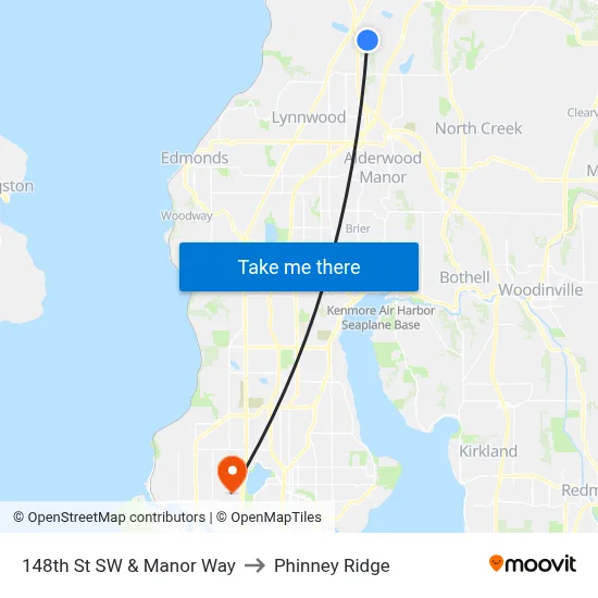 148th St SW & Manor Way to Phinney Ridge map