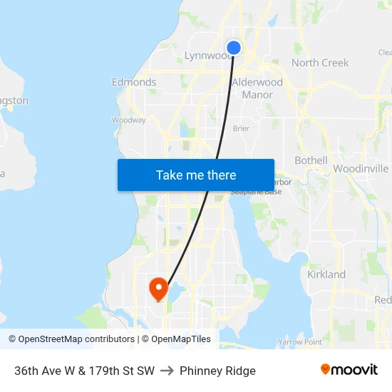 36th Ave W & 179th St SW to Phinney Ridge map