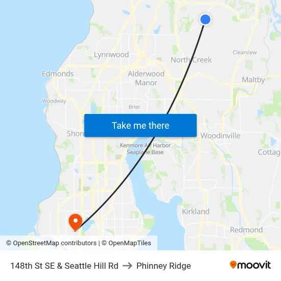 148th St SE & Seattle Hill Rd to Phinney Ridge map