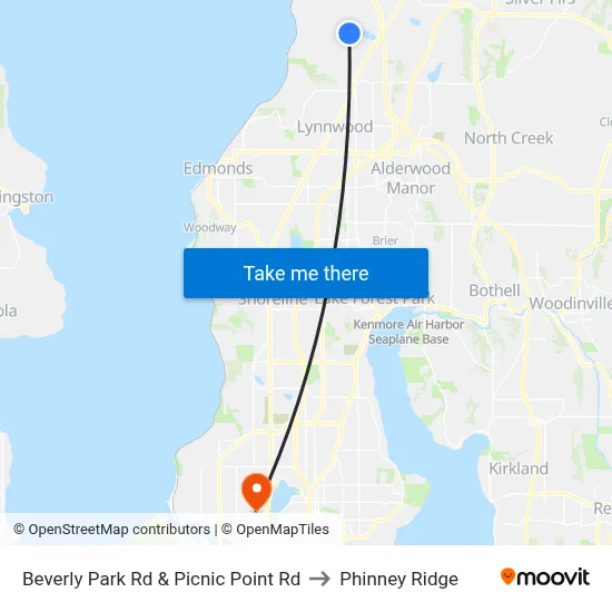 Beverly Park Rd & Picnic Point Rd to Phinney Ridge map