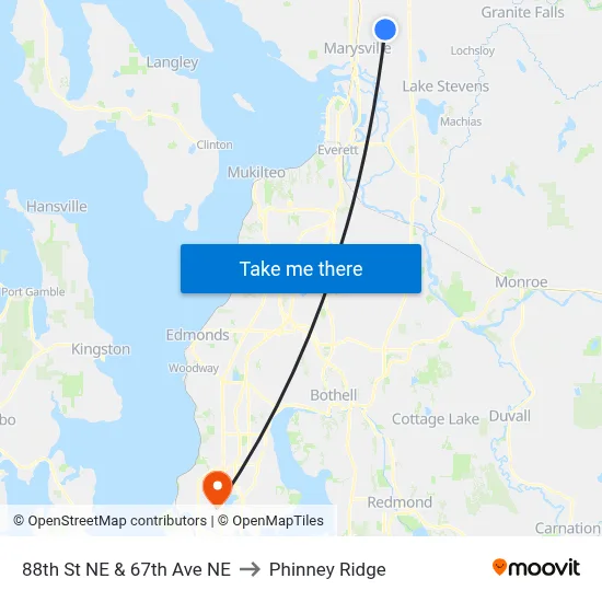 88th St NE & 67th Ave NE to Phinney Ridge map