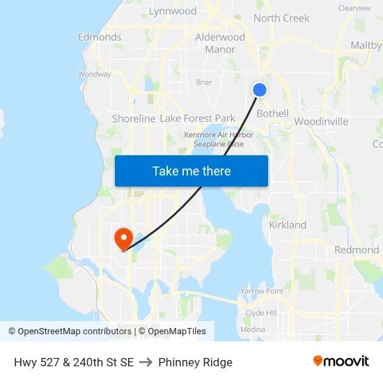 Hwy 527 & 240th St SE to Phinney Ridge map