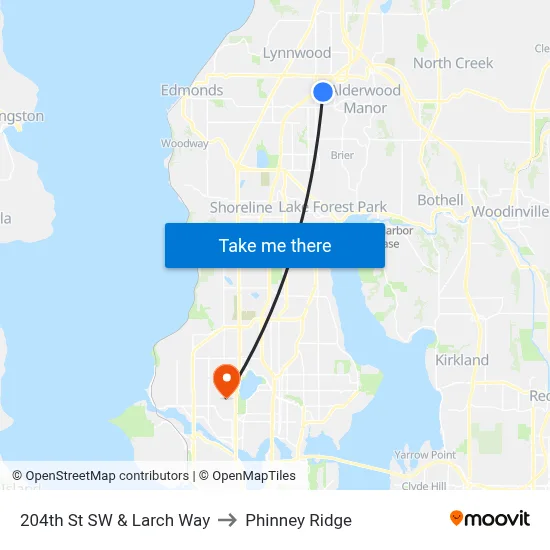 204th St SW & Larch Way to Phinney Ridge map
