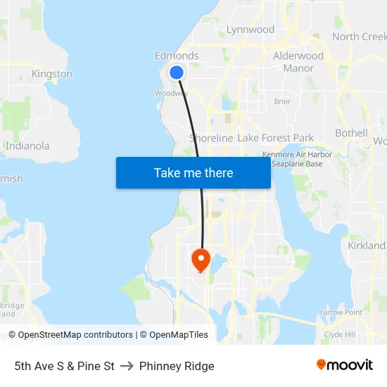 5th Ave S & Pine St to Phinney Ridge map