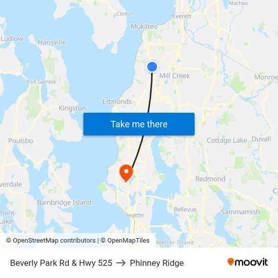 Beverly Park Rd & Hwy 525 to Phinney Ridge map