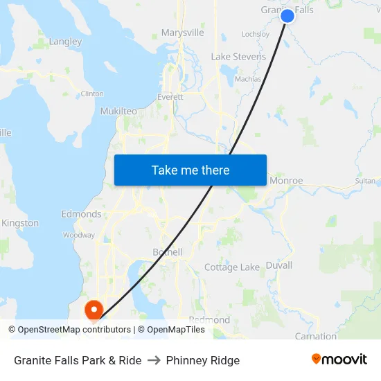 Granite Falls Park & Ride to Phinney Ridge map