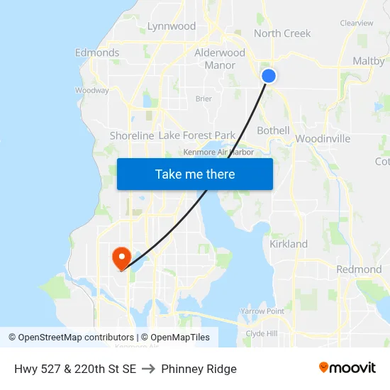 Hwy 527 & 220th St SE to Phinney Ridge map