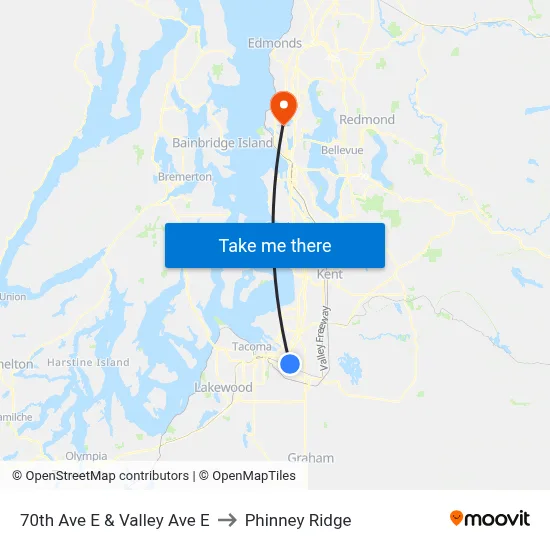 70th Ave E & Valley Ave E to Phinney Ridge map