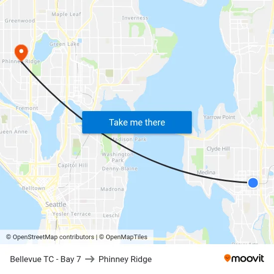 Bellevue TC - Bay 7 to Phinney Ridge map