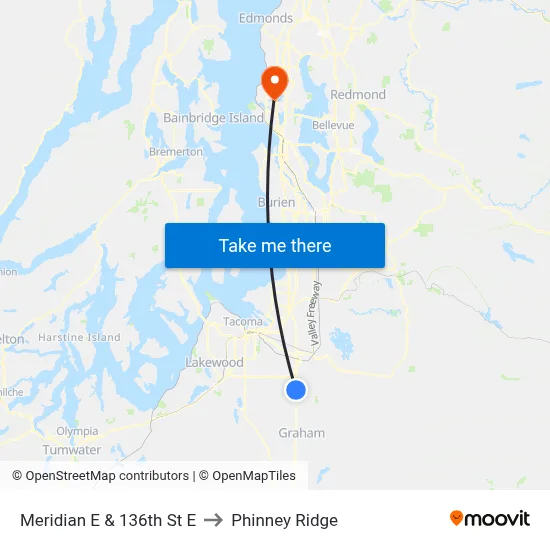 Meridian E & 136th St E to Phinney Ridge map