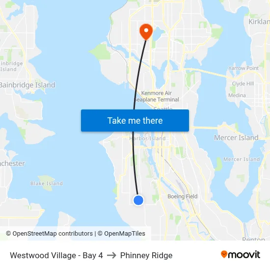 Westwood Village - Bay 4 to Phinney Ridge map