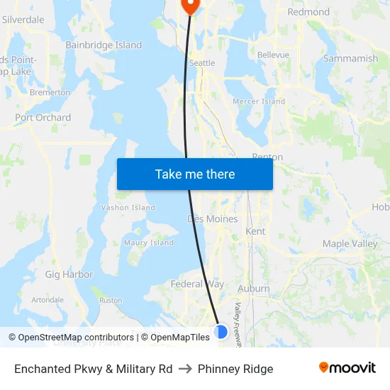 Enchanted Pkwy & Military Rd to Phinney Ridge map