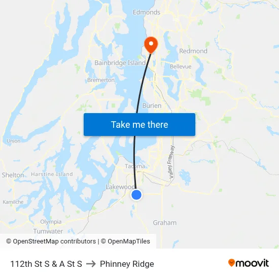 112th St S & A St  S to Phinney Ridge map