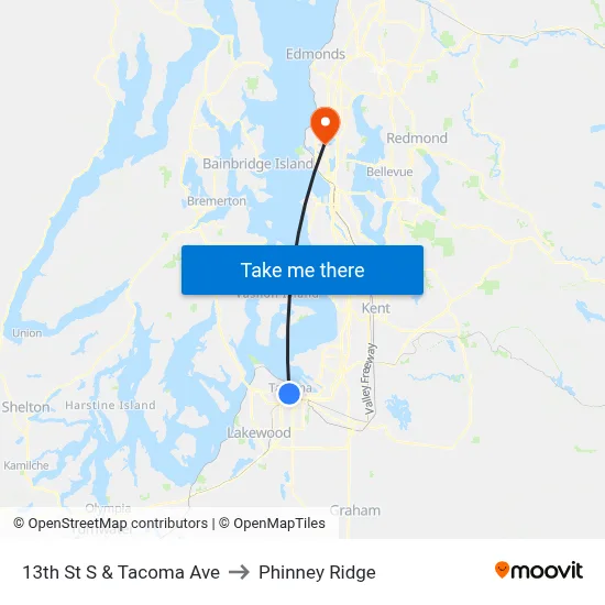 13th St S & Tacoma Ave to Phinney Ridge map