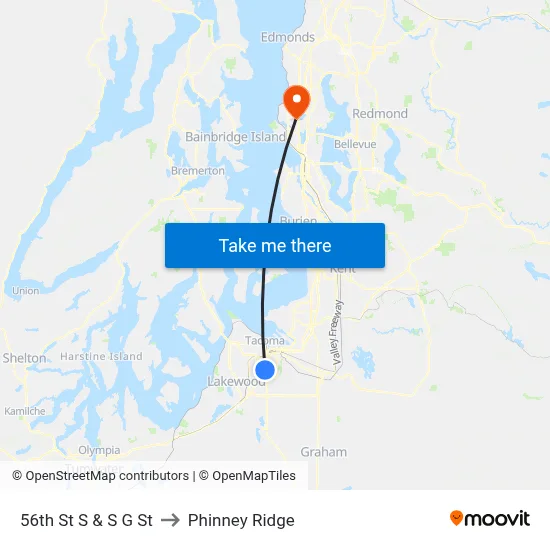 56th St S & S G St to Phinney Ridge map
