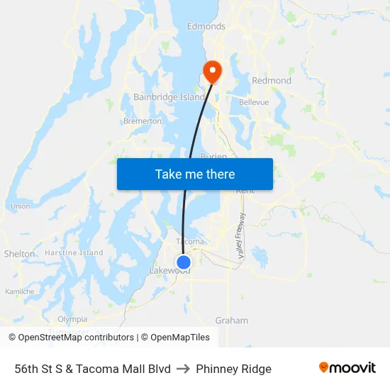 56th St S & Tacoma Mall Blvd to Phinney Ridge map
