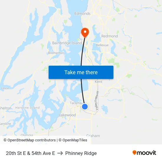 20th St E & 54th Ave E to Phinney Ridge map