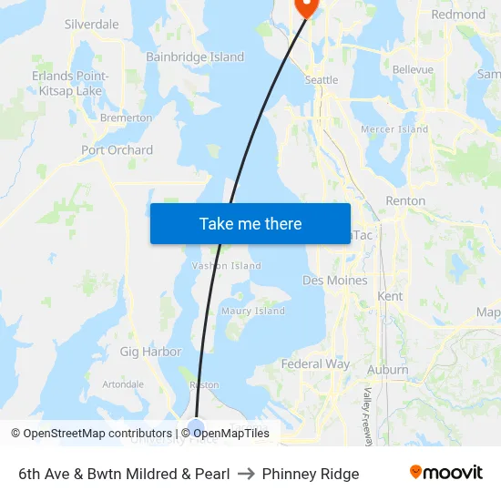 6th Ave & Bwtn Mildred & Pearl to Phinney Ridge map