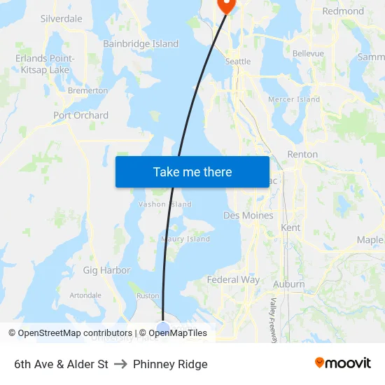 6th Ave & Alder St to Phinney Ridge map