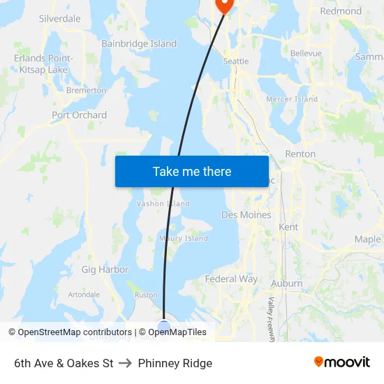 6th Ave & Oakes St to Phinney Ridge map