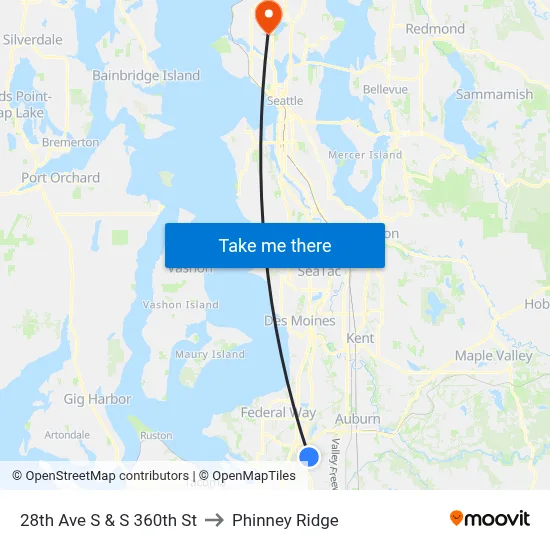 28th Ave S & S 360th St to Phinney Ridge map