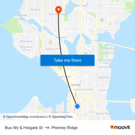 Bus Wy & Holgate St to Phinney Ridge map