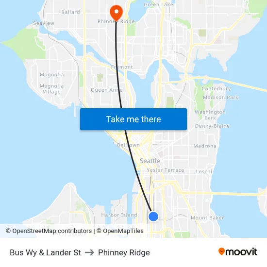 Bus Wy & Lander St to Phinney Ridge map
