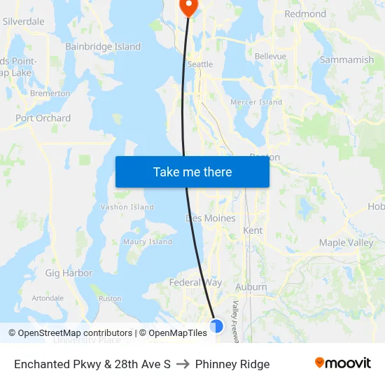 Enchanted Pkwy & 28th Ave S to Phinney Ridge map