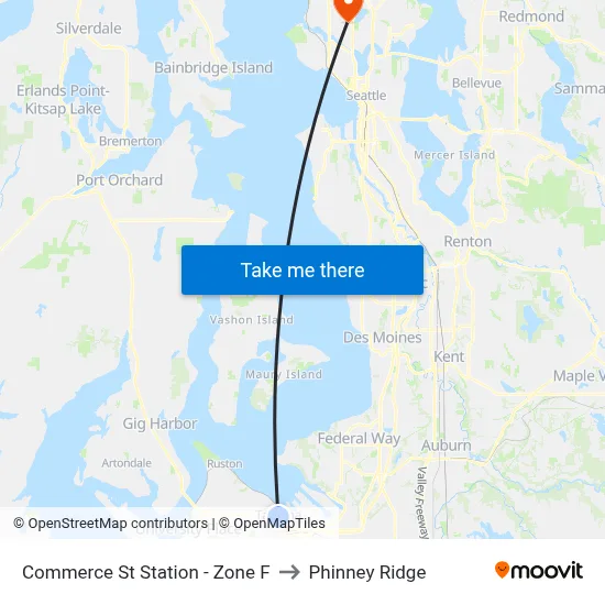 Commerce St Station - Zone F to Phinney Ridge map