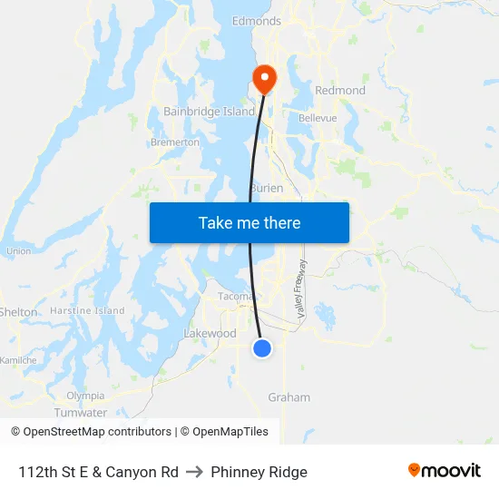 112th St E & Canyon Rd to Phinney Ridge map