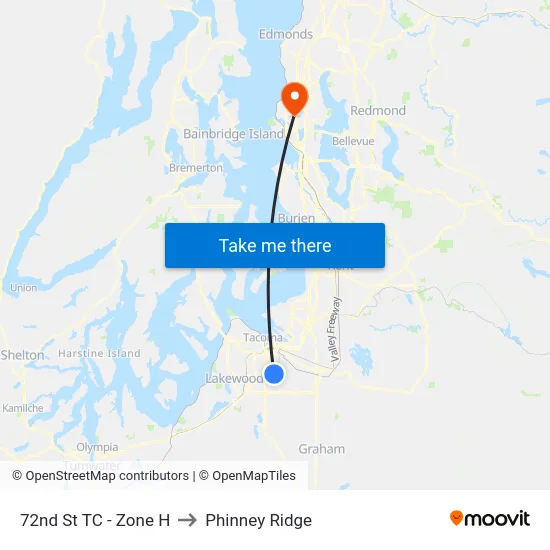 72nd St TC - Zone H to Phinney Ridge map