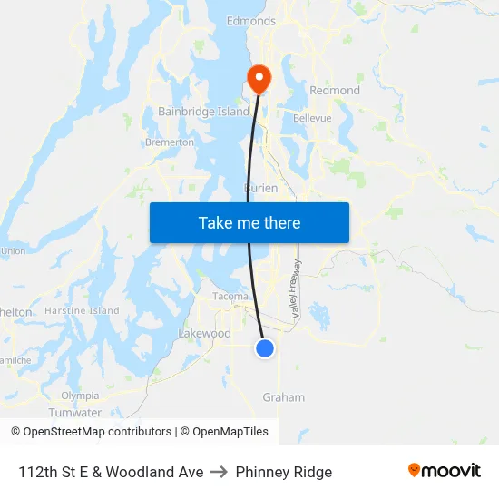 112th St E & Woodland Ave to Phinney Ridge map