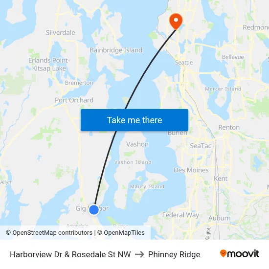 Harborview Dr & Rosedale St NW to Phinney Ridge map