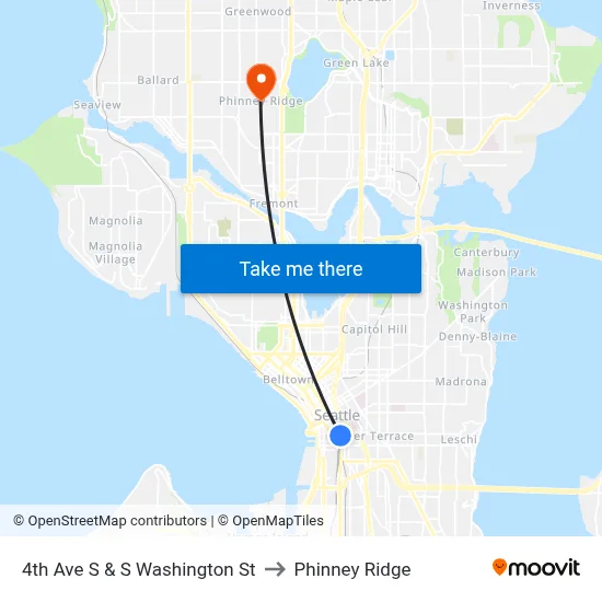 4th Ave S & S Washington St to Phinney Ridge map