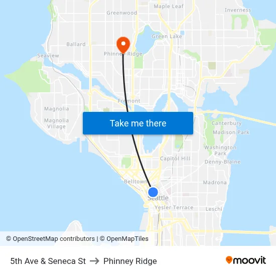 5th Ave & Seneca St to Phinney Ridge map