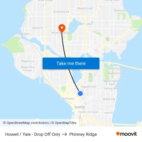 Howell / Yale - Drop Off Only to Phinney Ridge map