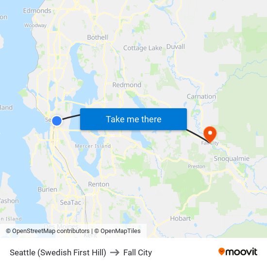 Seattle (Swedish First Hill) to Fall City map