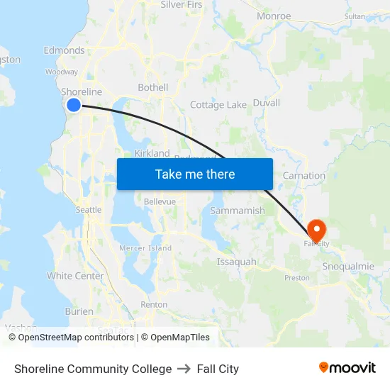 Shoreline Community College to Fall City map