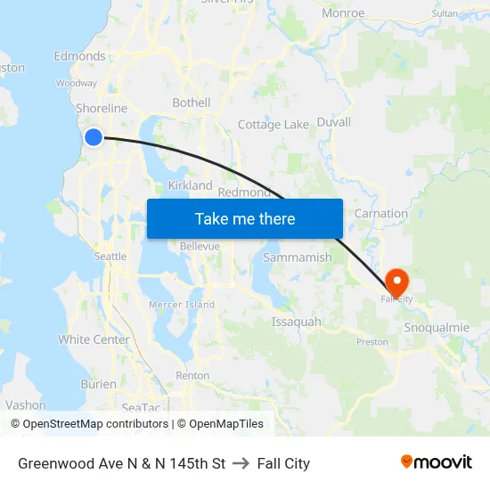 Greenwood Ave N & N 145th St to Fall City map
