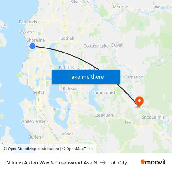 N Innis Arden Way & Greenwood Ave N to Fall City map