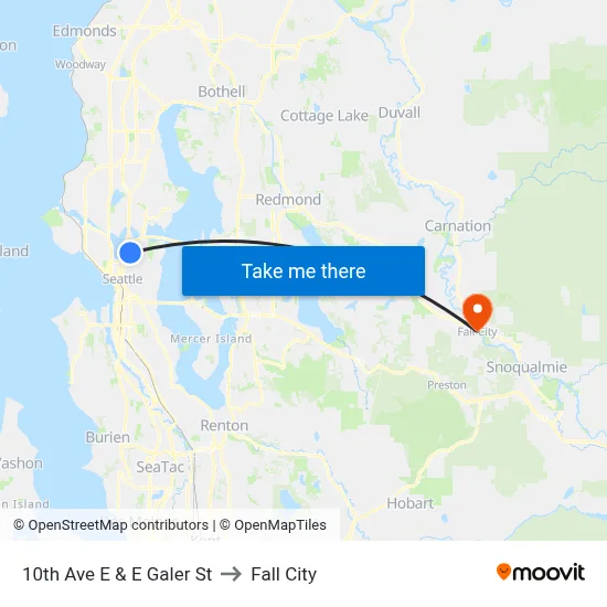 10th Ave E & E Galer St to Fall City map