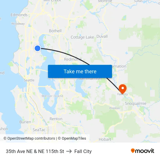 35th Ave NE & NE 115th St to Fall City map