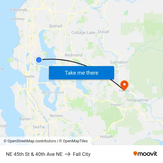 NE 45th St & 40th Ave NE to Fall City map