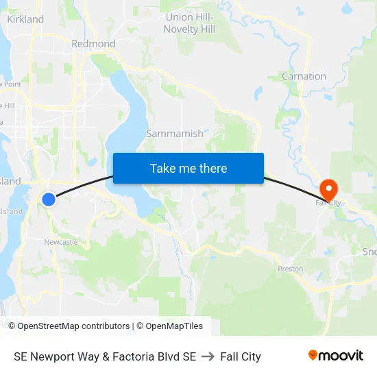 SE Newport Way & Factoria Blvd SE to Fall City map