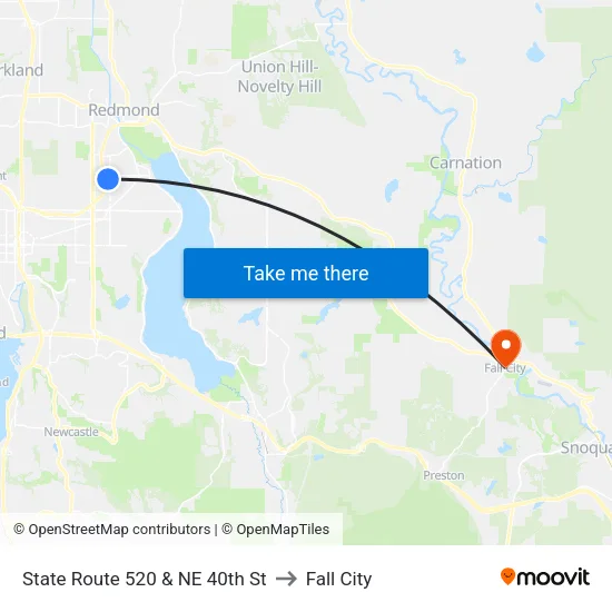 State Route 520 & NE 40th St to Fall City map