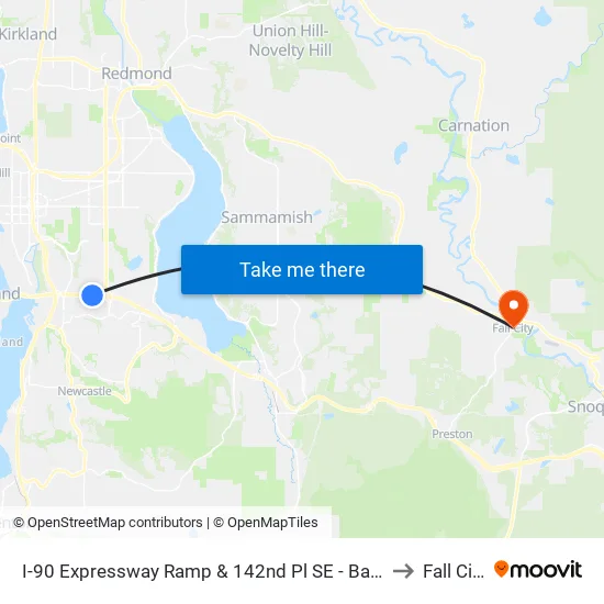 I-90 Expressway Ramp & 142nd Pl SE - Bay 3 to Fall City map