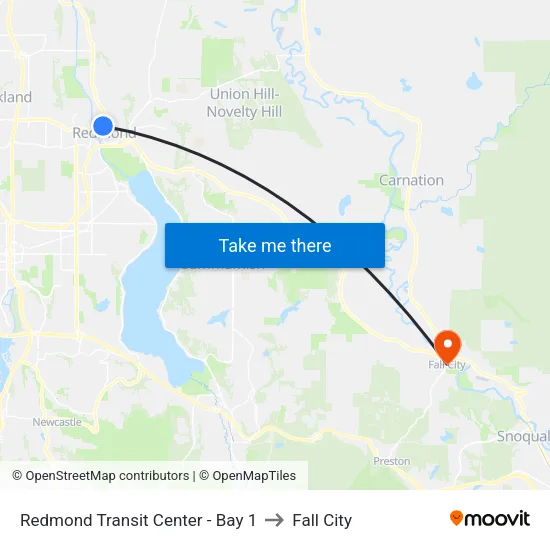 Redmond Transit Center - Bay 1 to Fall City map